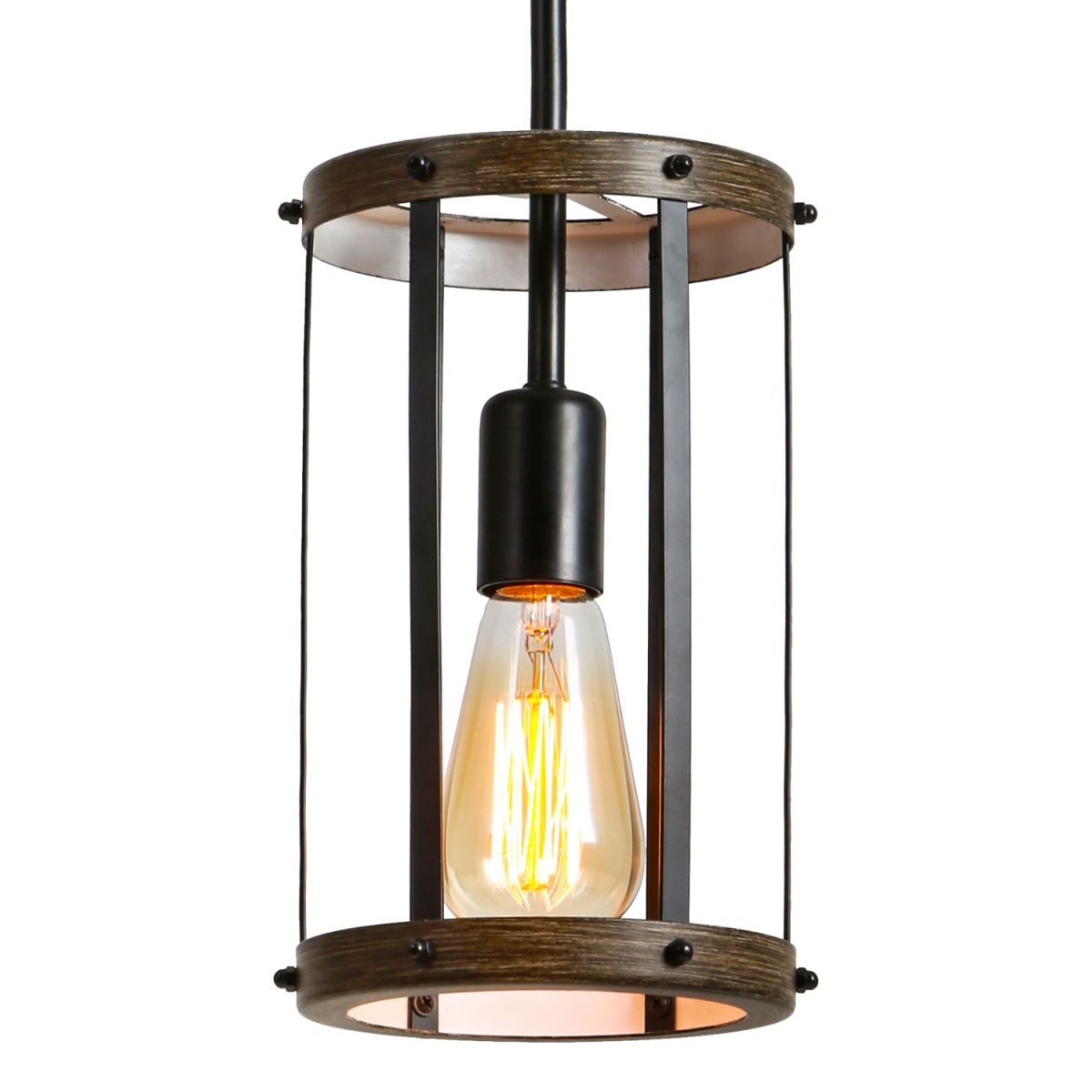 Vintage Rustic Pendant Light Metal Cage Pendant Lamps black-metal