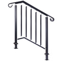 Handrails for Outdoor Steps, Fit 2 or 3 Steps Outdoor black-steel