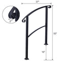 Handrails for Outdoor Steps, Fit 1 or 3 Steps Outdoor black-steel