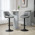 Bar Stools Set of 2, Swivel Bar Height Barstools gray-pu leather