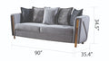 Chanelle Thick Velvet Fabric Upholstered Sofa Made gray-velvet-wood-primary living