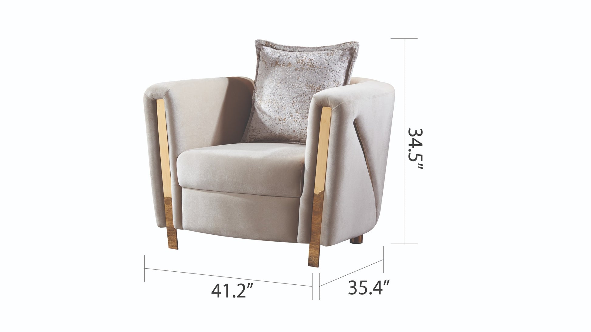 Chanelle Thick Velvet Fabric Upholstered Chair Made beige-primary living