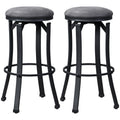 Bar Stools Set of 2, Vintage Barstools with Footrest gray-microfiber