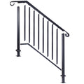 Handrails for Outdoor Steps, Fit 3 or 4 Steps Outdoor black-steel