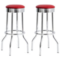 Red and Chrome Bar Height Stool Set of 2 solid-red-dining room-spot