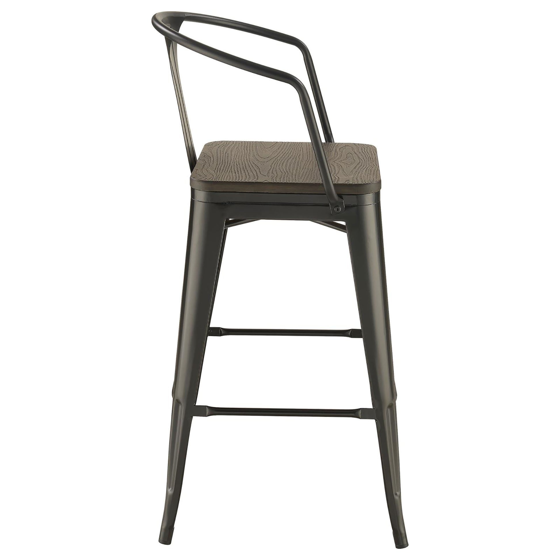 Dark Elm and Matte Black Bar Height Stool Set of