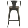 Dark Elm and Matte Black Bar Height Stool Set of