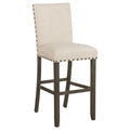 Beige Bar Stool with Nailhead Trim Set of 2 solid-beige+brown-light brown-dining room-spot