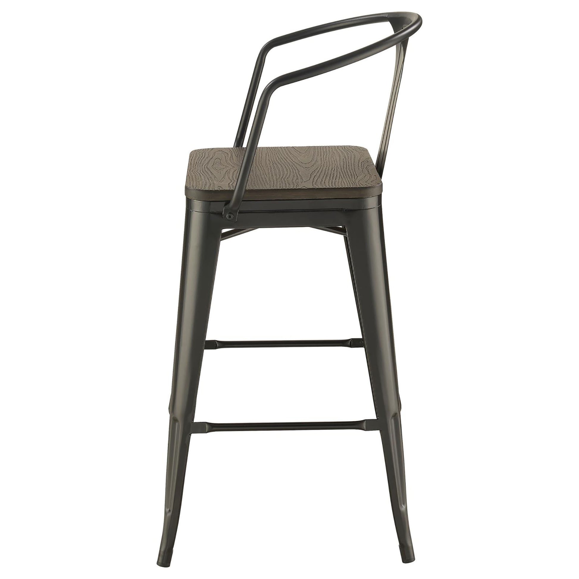 Dark Elm and Matte Black Bar Height Stool Set of