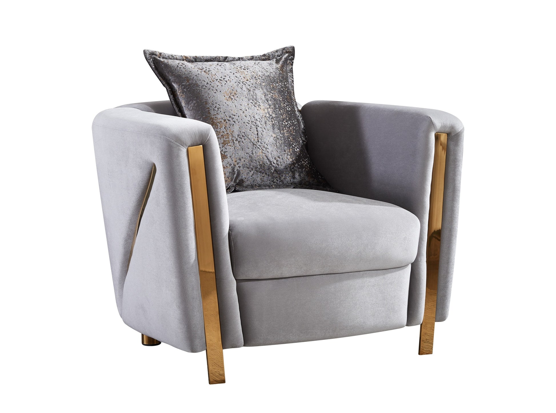 Chanelle Thick Velvet Fabric Upholstered Chair Made gray-primary living