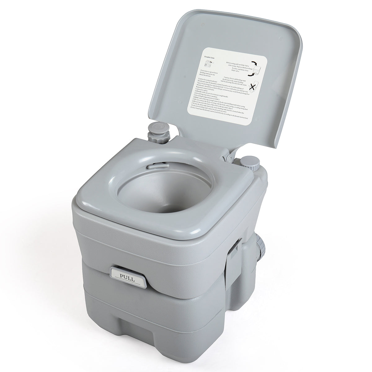 5 Gallon Portable Toilet, Flush Potty, Travel Camping gray-hdpe