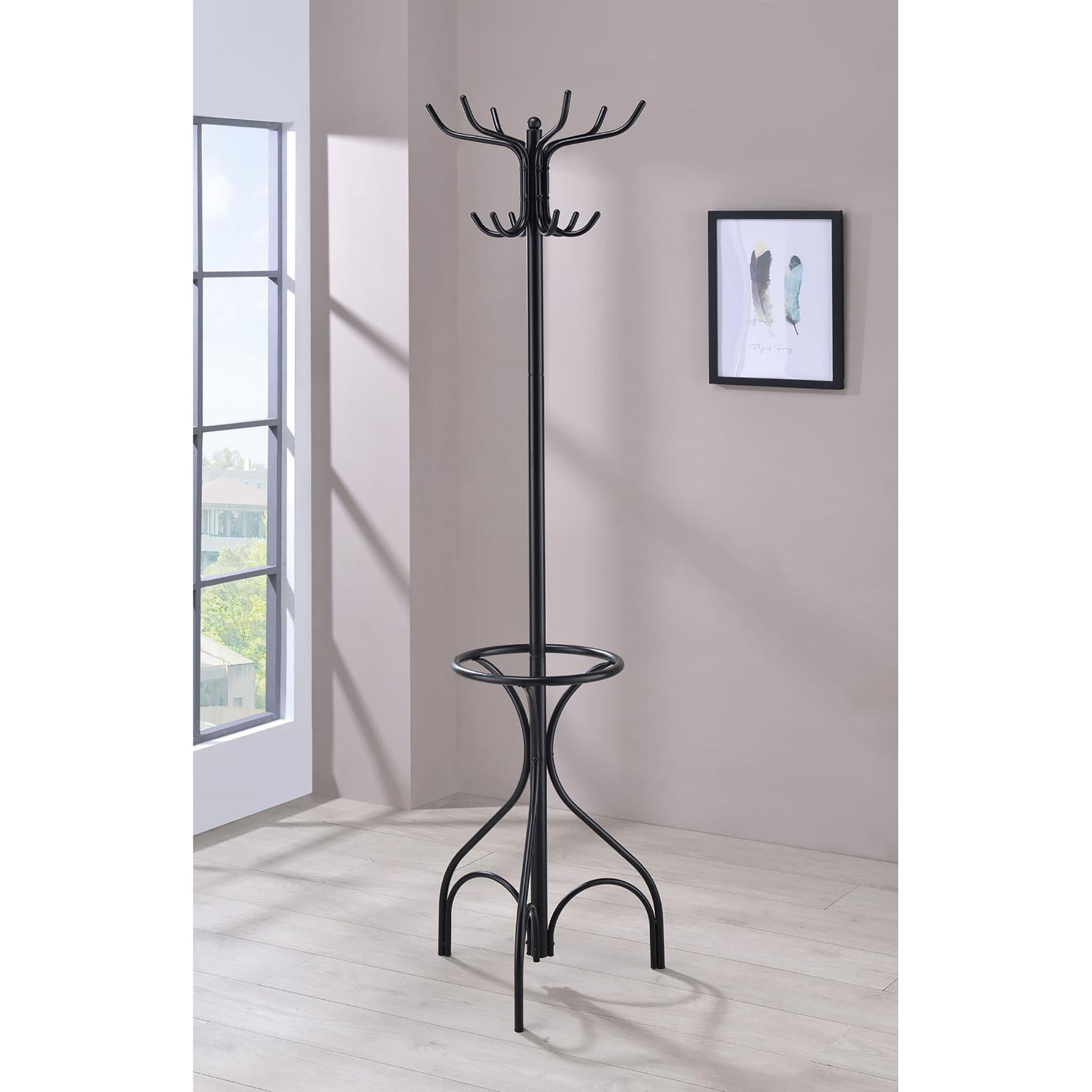 Black 12 Hook Coat Rack