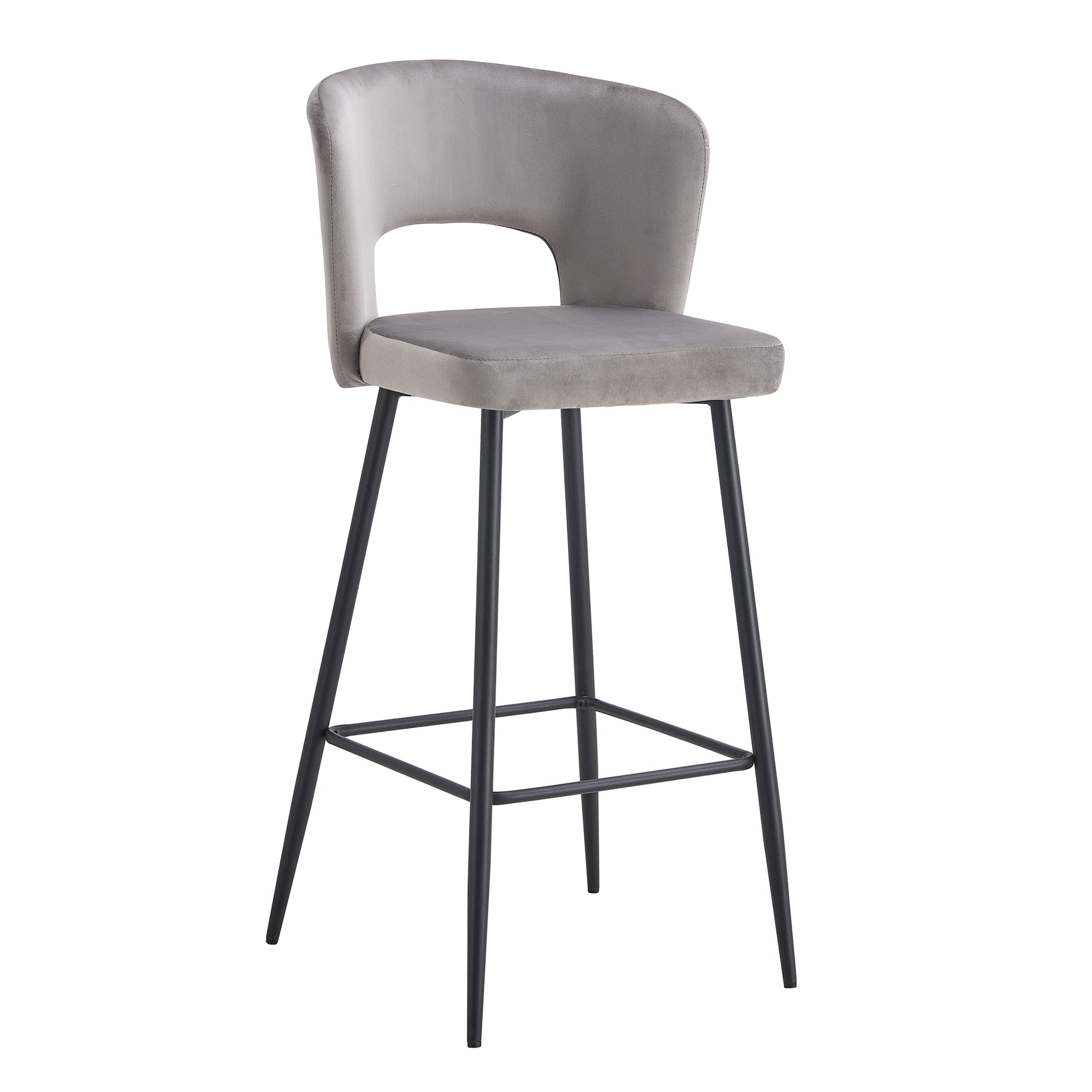 SET OF 2 Gray Fashion velvet stool, Counter Height gray-bar stools & counter stools-velvet-garden &