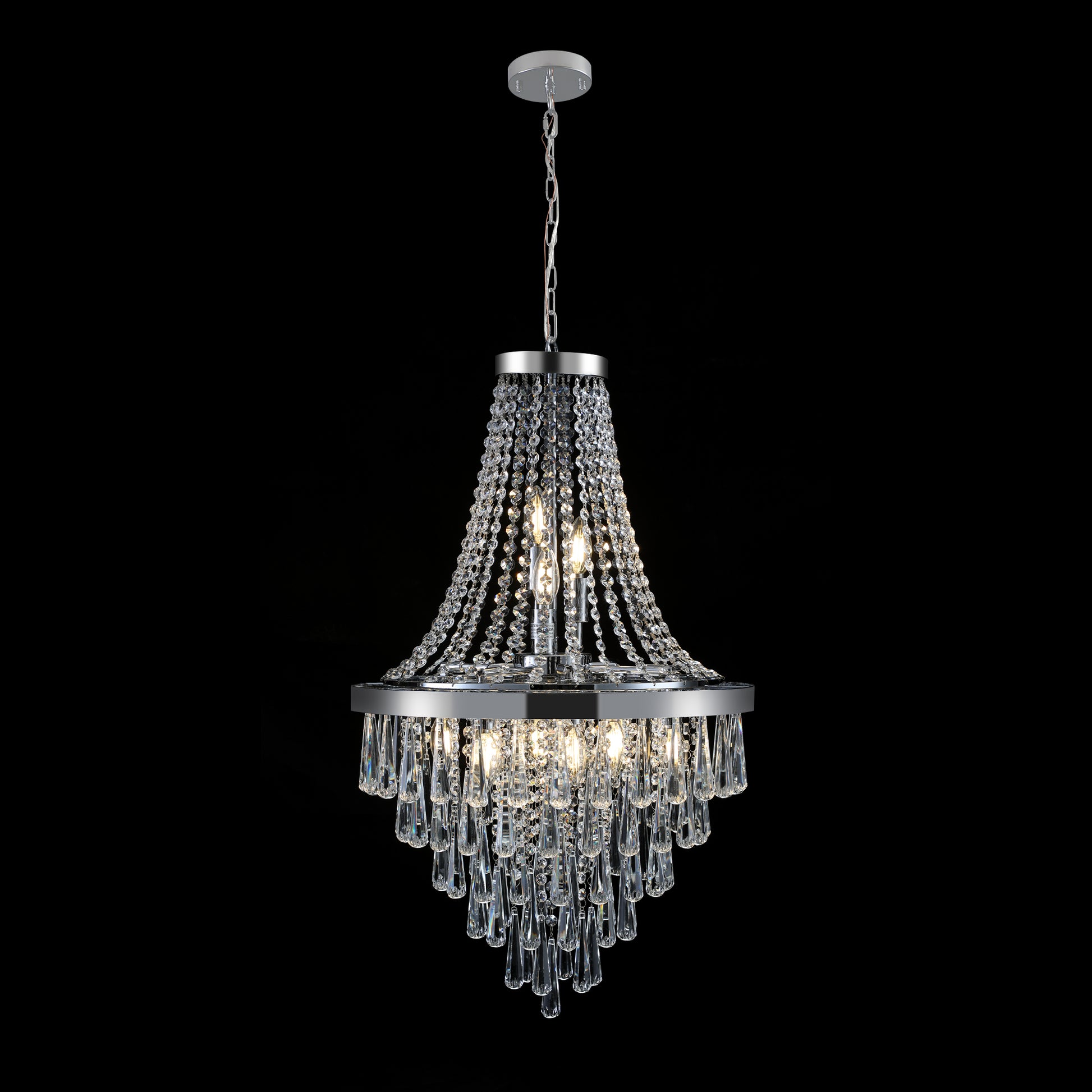 Chromium color Crystal Chandeliers,Large Contemporary chrome-luxury-iron