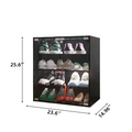 4 Layers Black Shoe Cabinet with Glass Door and