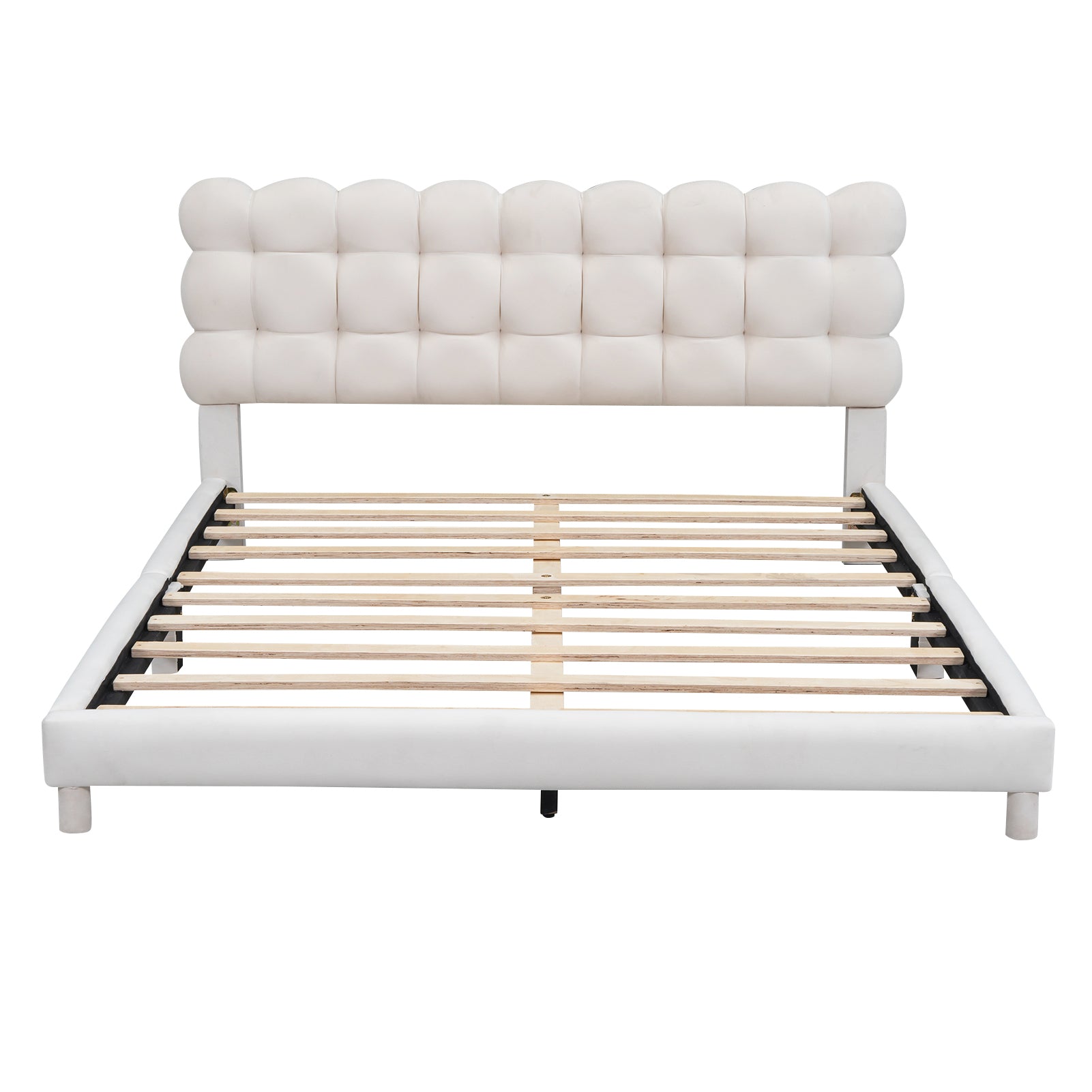 Queen Size Upholstered Platform Bed With Soft -