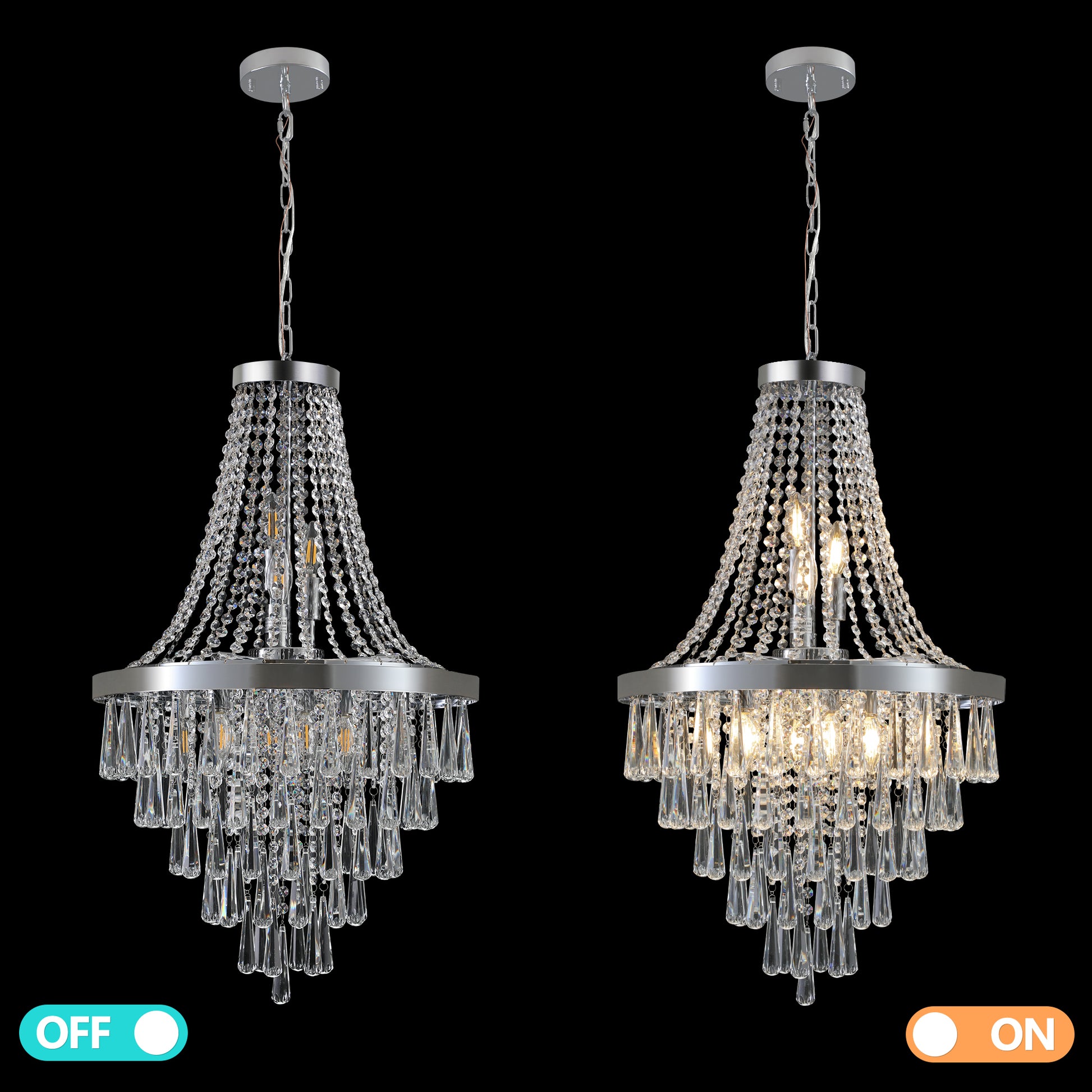 Chromium color Crystal Chandeliers,Large Contemporary chrome-luxury-iron