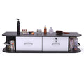 Wall Mounted Barber Station, Beauty Table with Locking black white-particle board