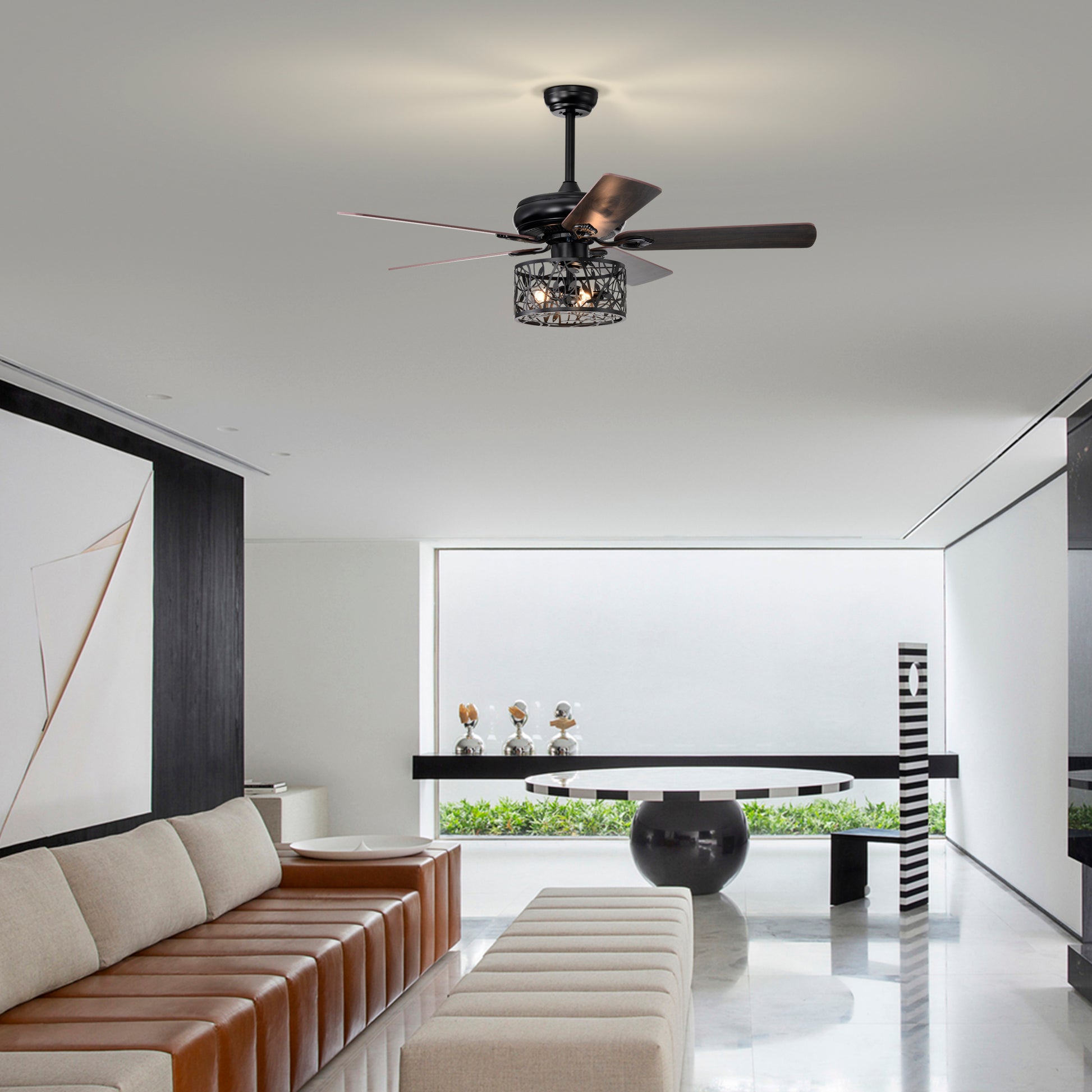 Farmhouse Industrial 52 inch Ceiling Fan Optional matte black-ceiling