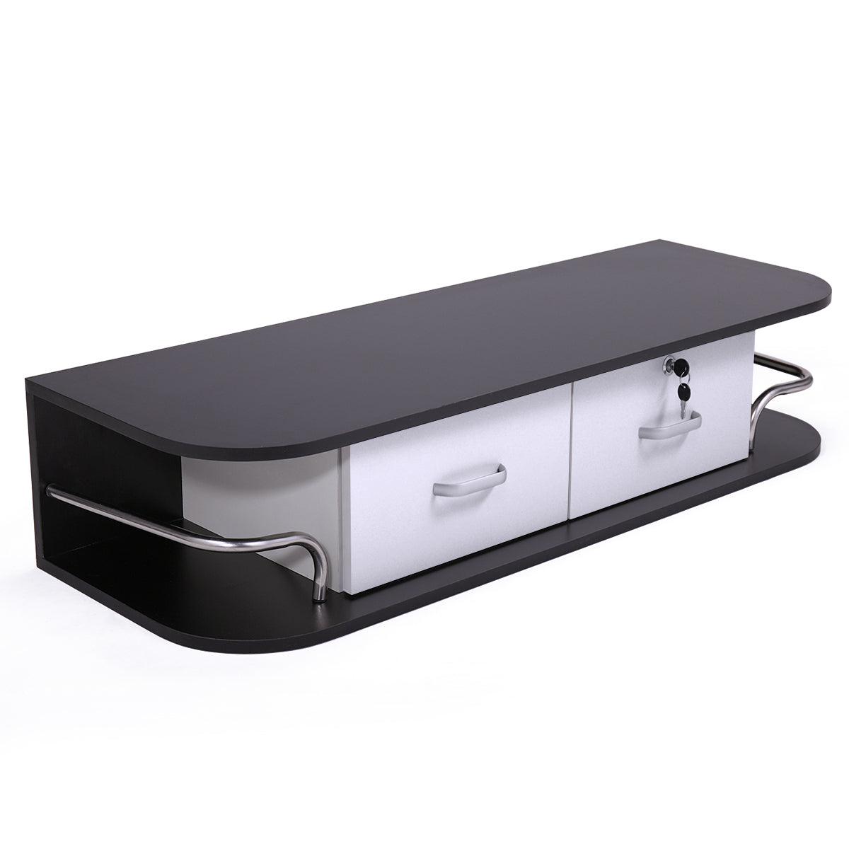 Wall Mounted Barber Station, Beauty Table with Locking black white-particle board