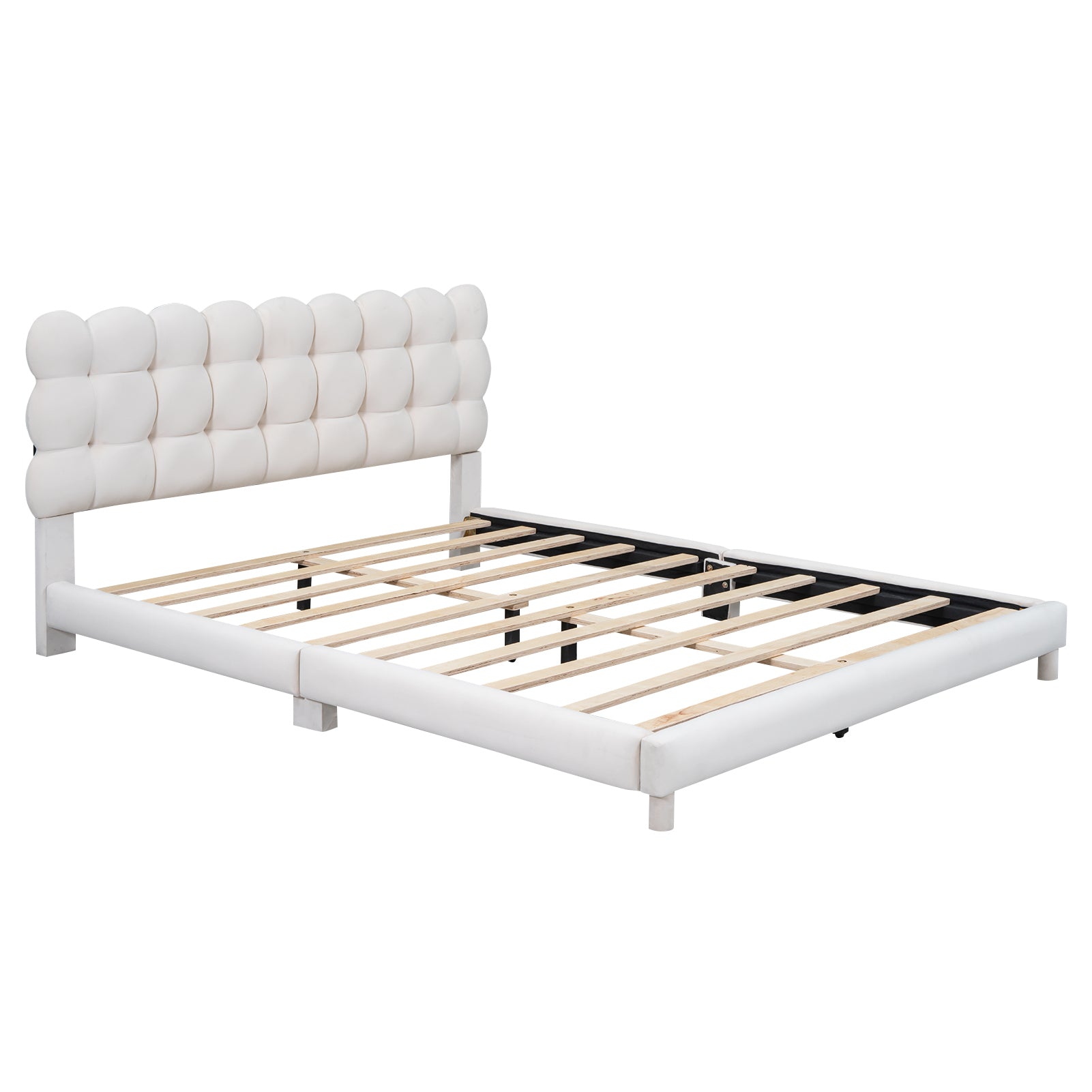 Queen Size Upholstered Platform Bed With Soft -