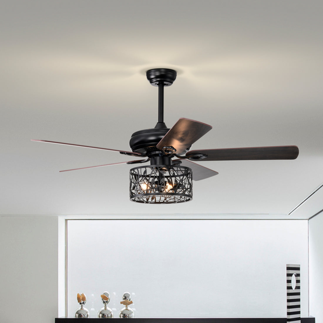 Farmhouse Industrial 52 inch Ceiling Fan Optional matte black-ceiling