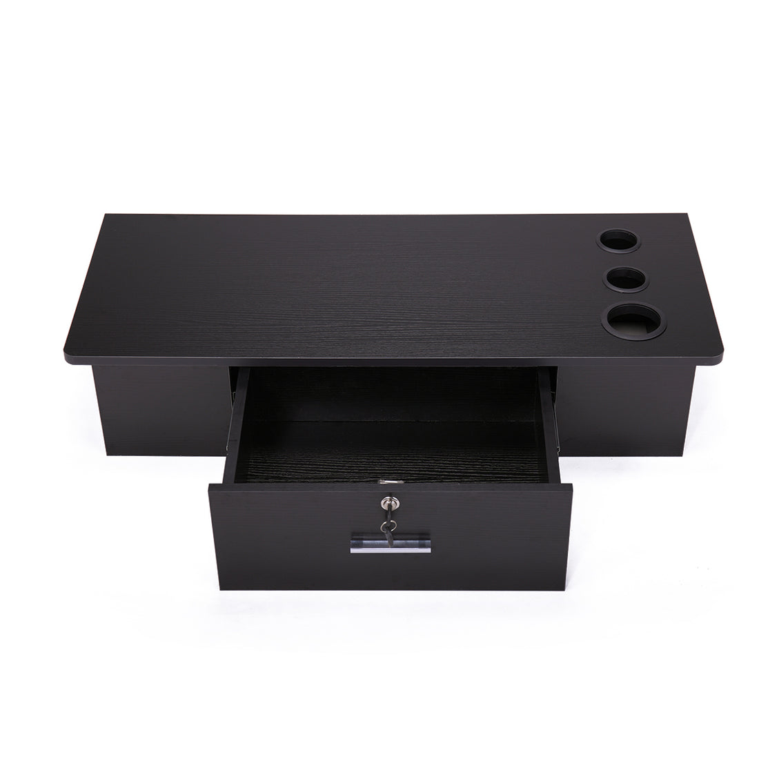 Classic Wall Mounted Styling Station with Drawer and black-particle board