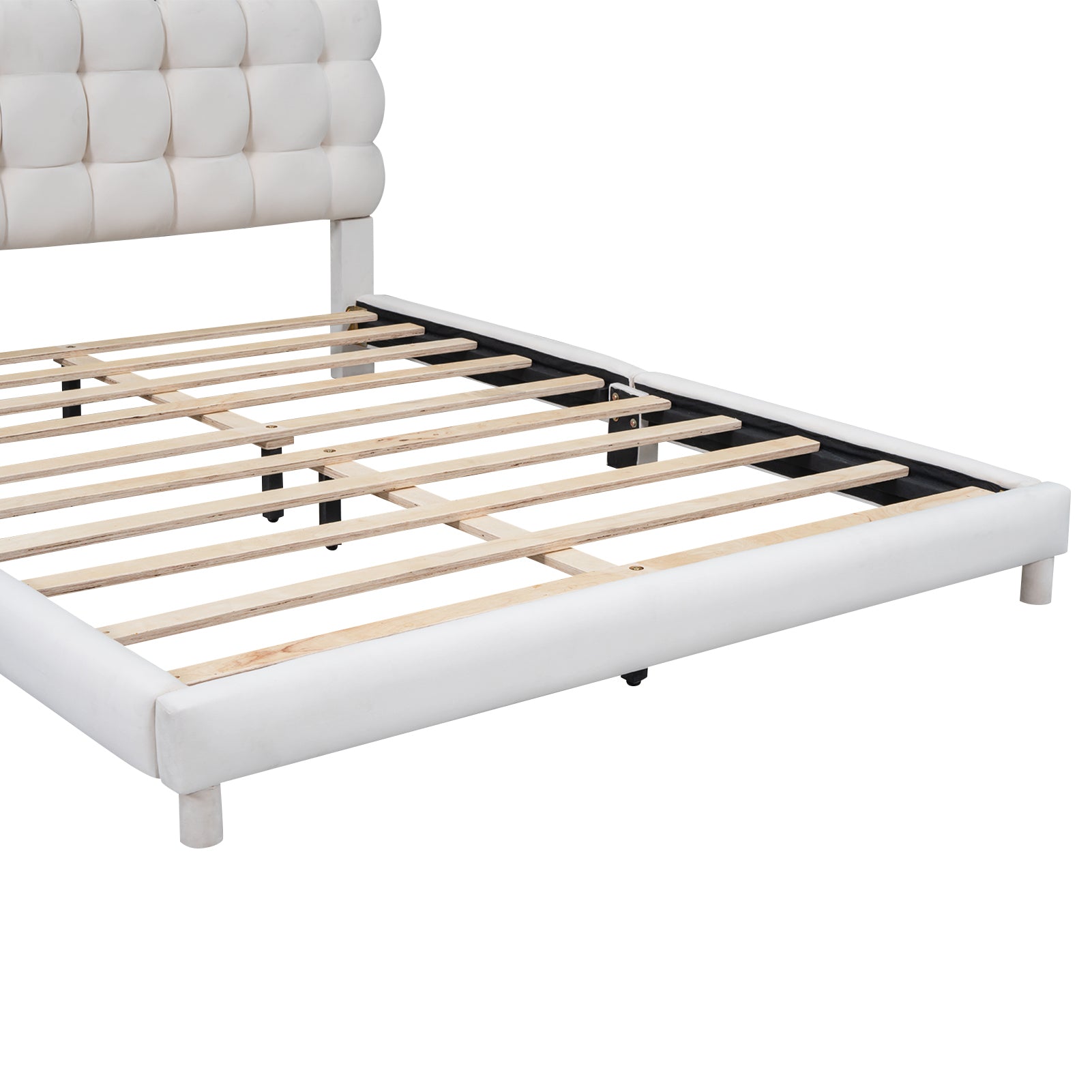 Queen Size Upholstered Platform Bed With Soft -