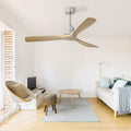 52 Inch Outdoor Farmhouse Ceiling Fan with Remote brushed nickel-metal & wood