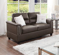 Espresso Faux Leather 2pc Sofa Set Sofa And Loveseat espresso-faux leather-wood-primary living