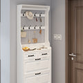 White color shoe cabinet with 3 doors 2 drawers