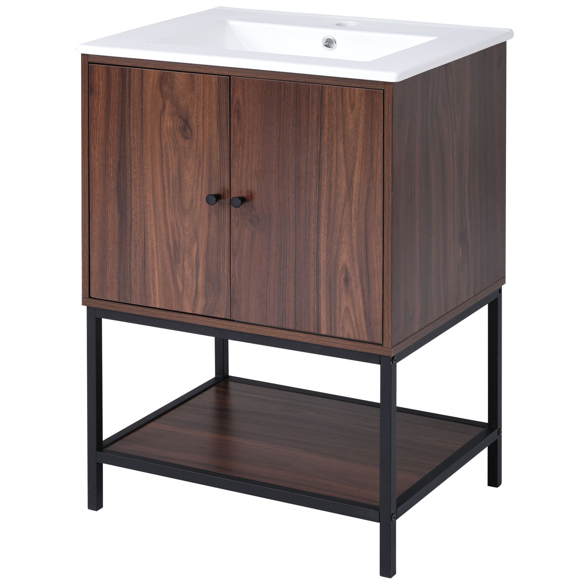 Viedo 24" inch Walnut Finish Bathroom Vanity