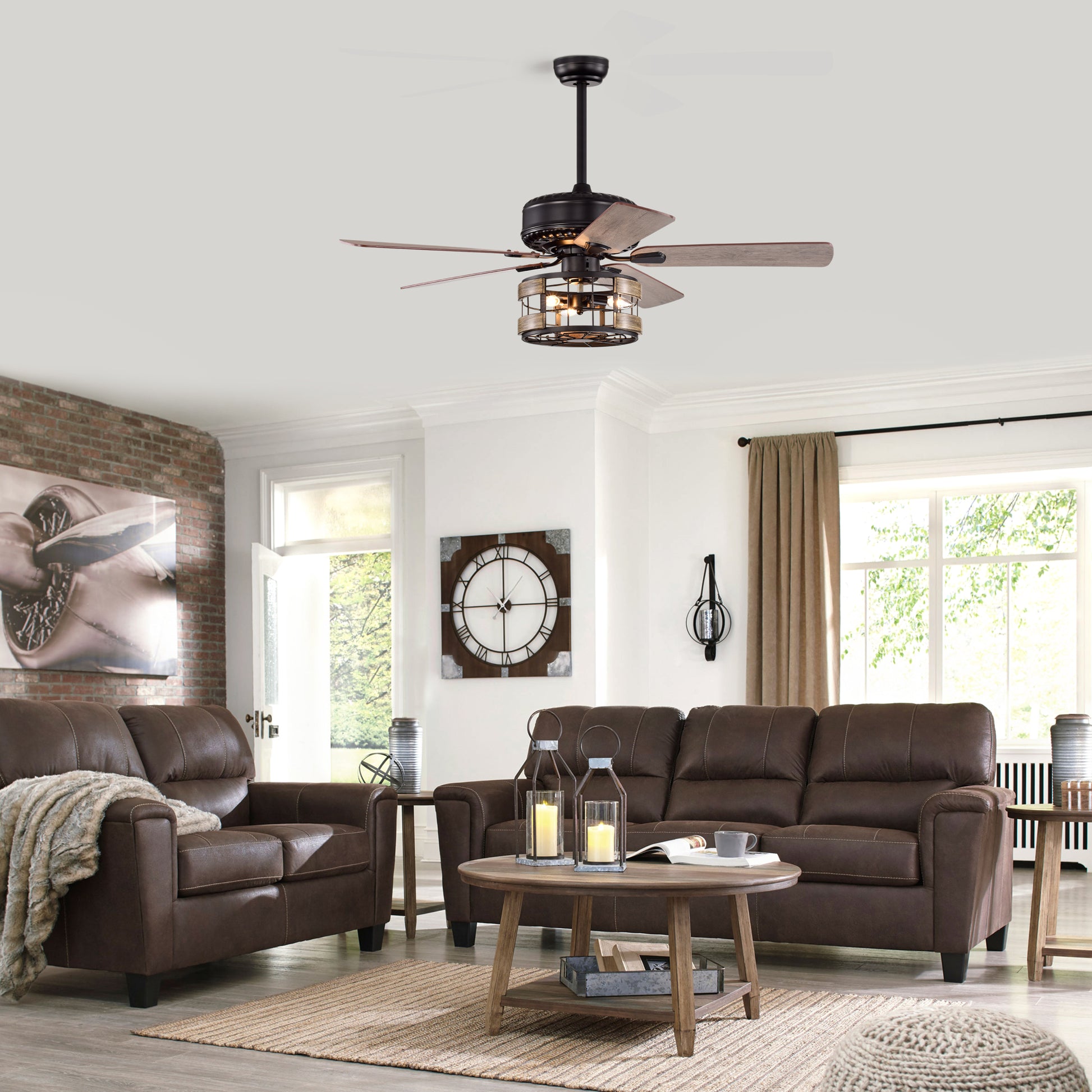 Farmhouse Industrial 52 inch Ceiling Fan Optional matte black-ceiling