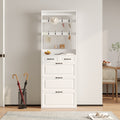 White color shoe cabinet with 3 doors 2 drawers