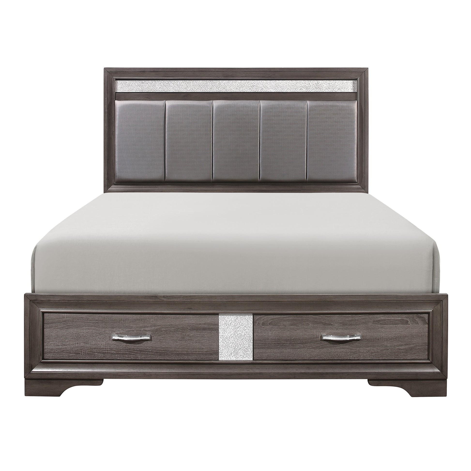 Queen Platform Bed with Footboard Drawers Upholstered box spring not