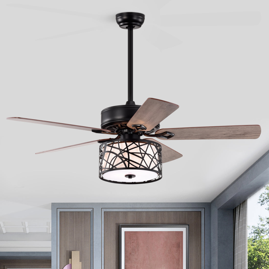 52'' Low Profile Ceiling Fan with Lights no include matte black-ceiling