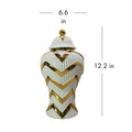 Timeless White Gilded Waves Ginger Jar with Removable white-ceramic