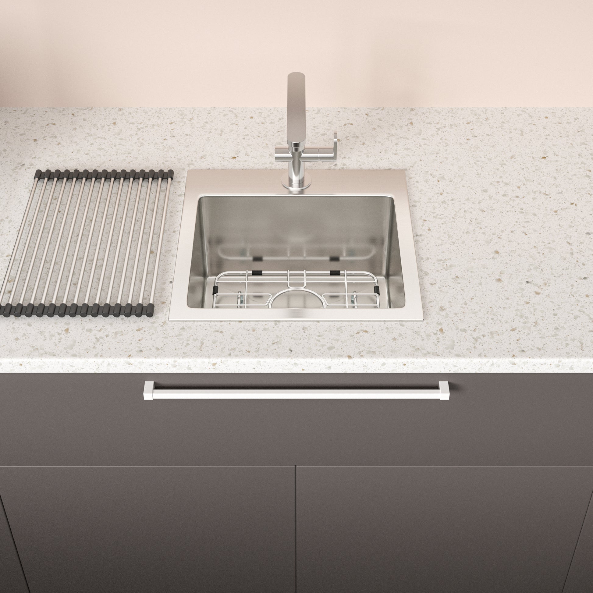 Stainless Steel Drop In Kitchen Sink 15 Inch Drop in brushed nickel-stainless steel