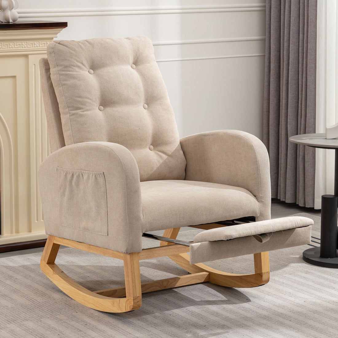 Accent Rocking Chair With Footrest High Back