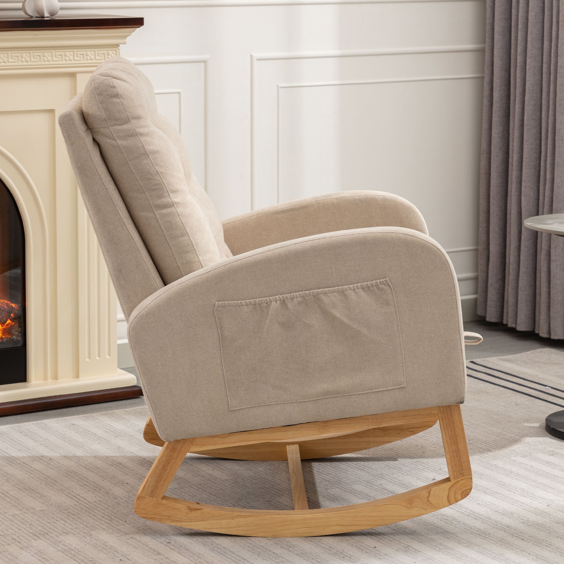 Accent Rocking Chair With Footrest High Back