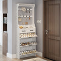 White color shoe cabinet with 3 doors 2 drawers