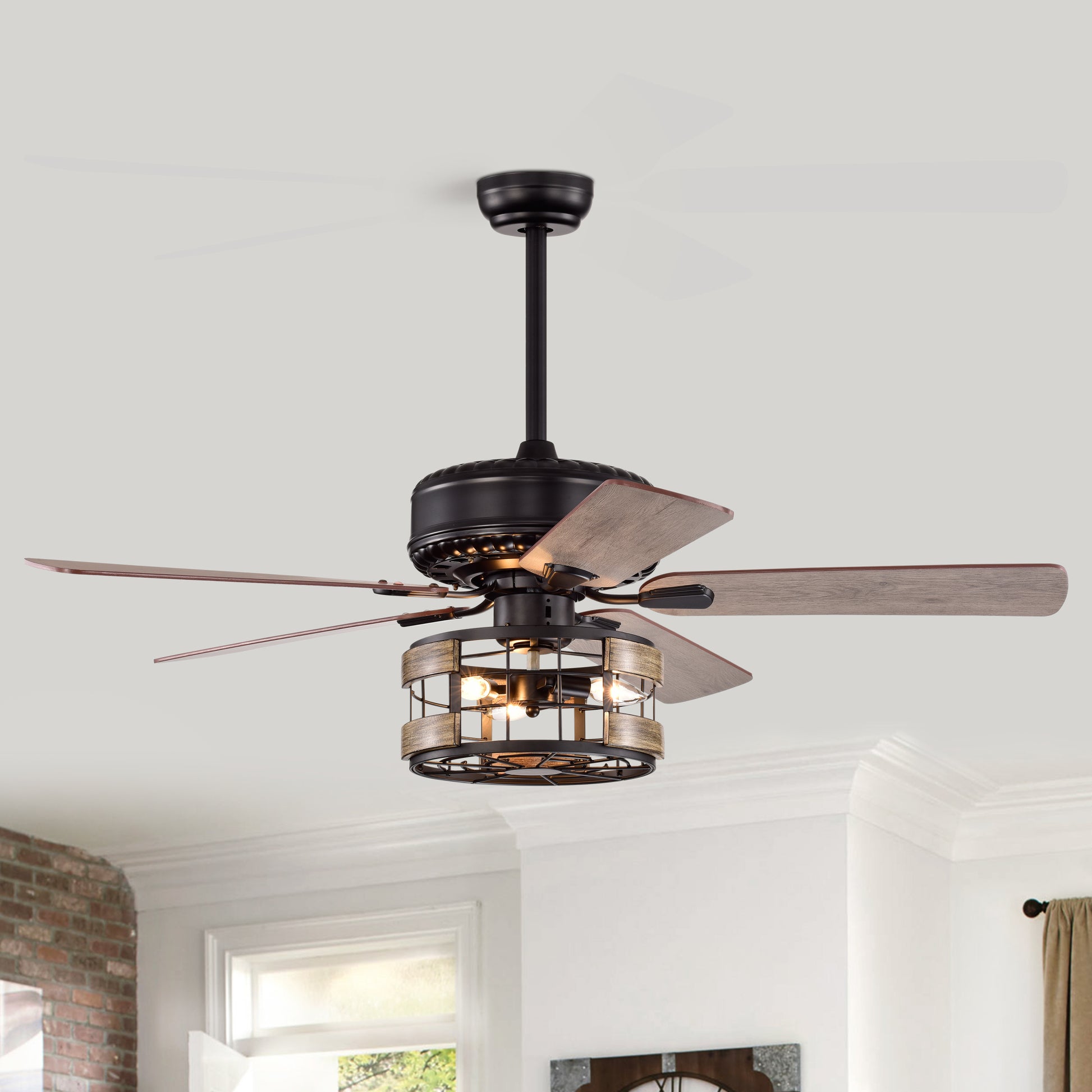 Farmhouse Industrial 52 inch Ceiling Fan Optional matte black-ceiling