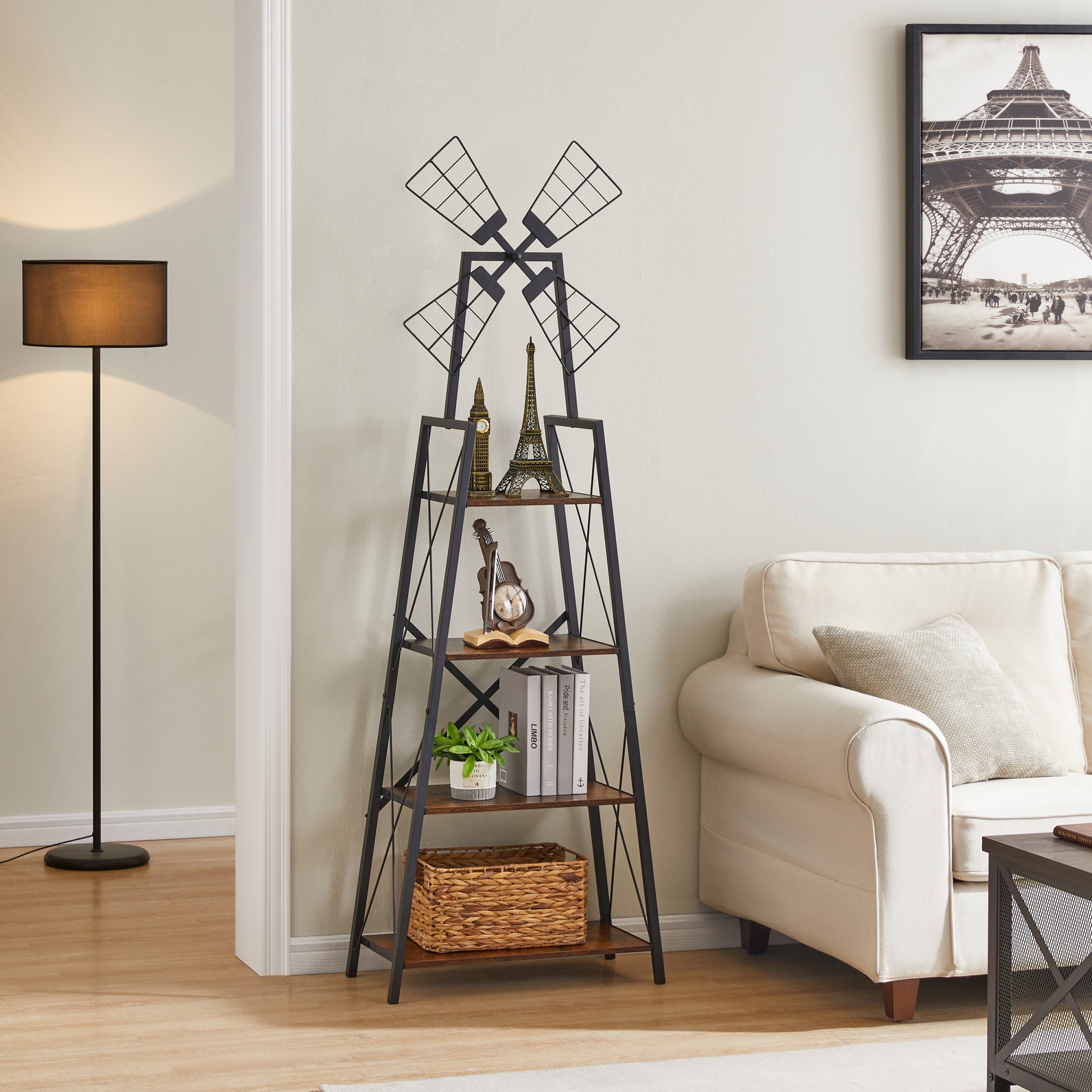 4 Tier Narrow Book Shelf, Bookcase for Home