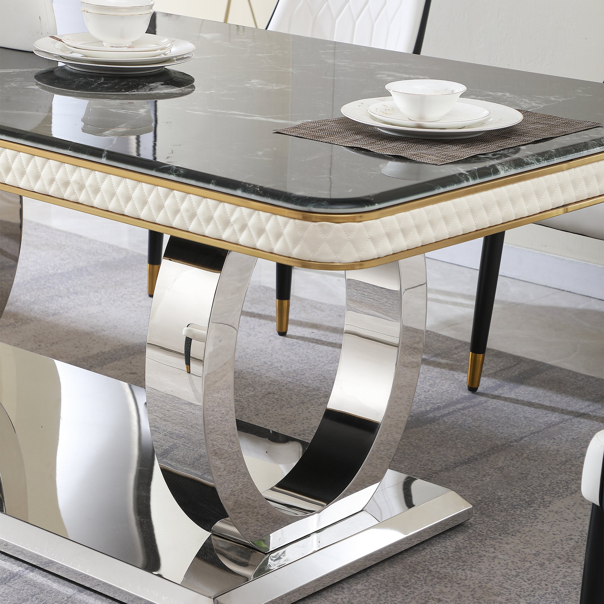 Luxury Modern Dining Table 78.7Inch Black Dining