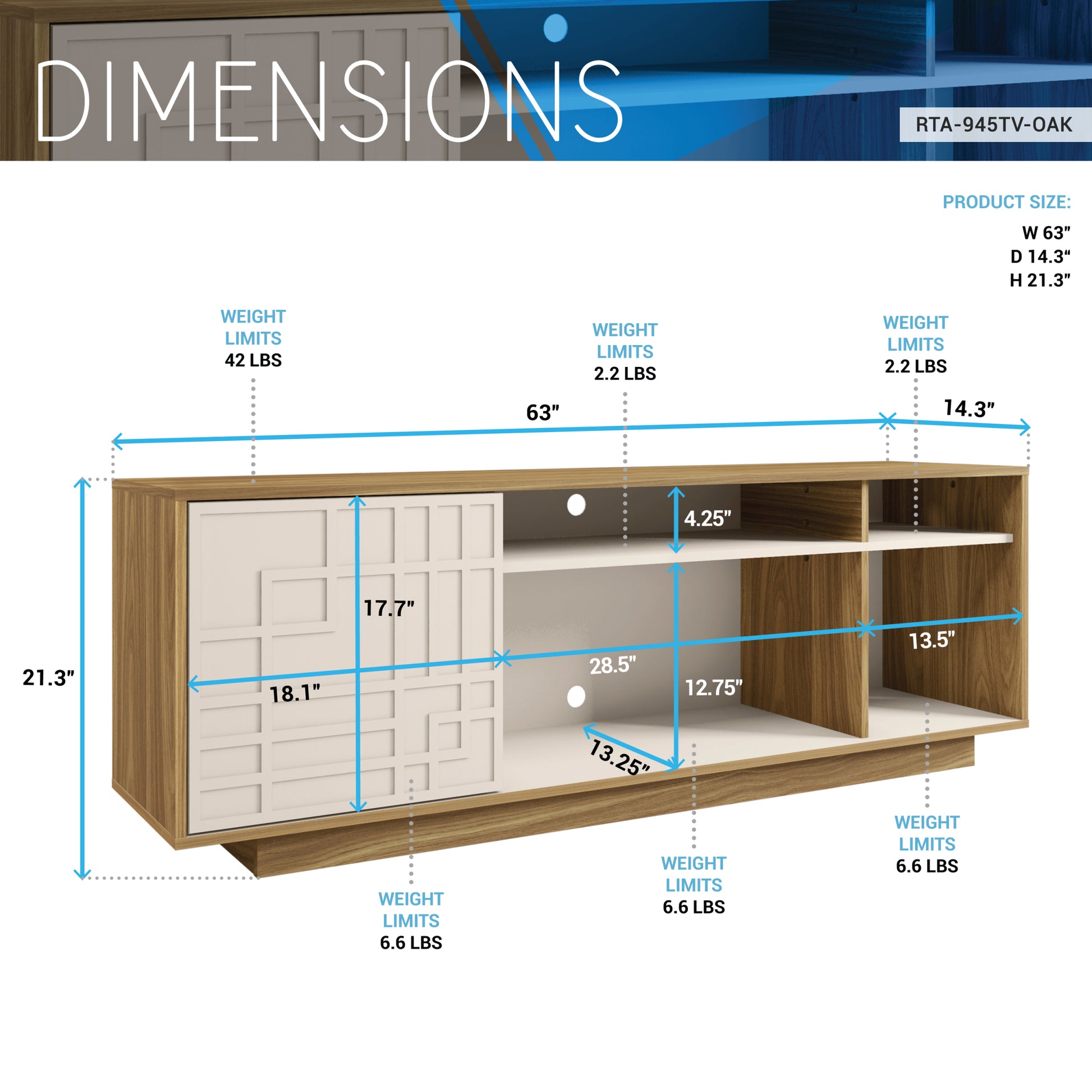 Techni Mobili Contemporary Tv Stand for TVs Up to