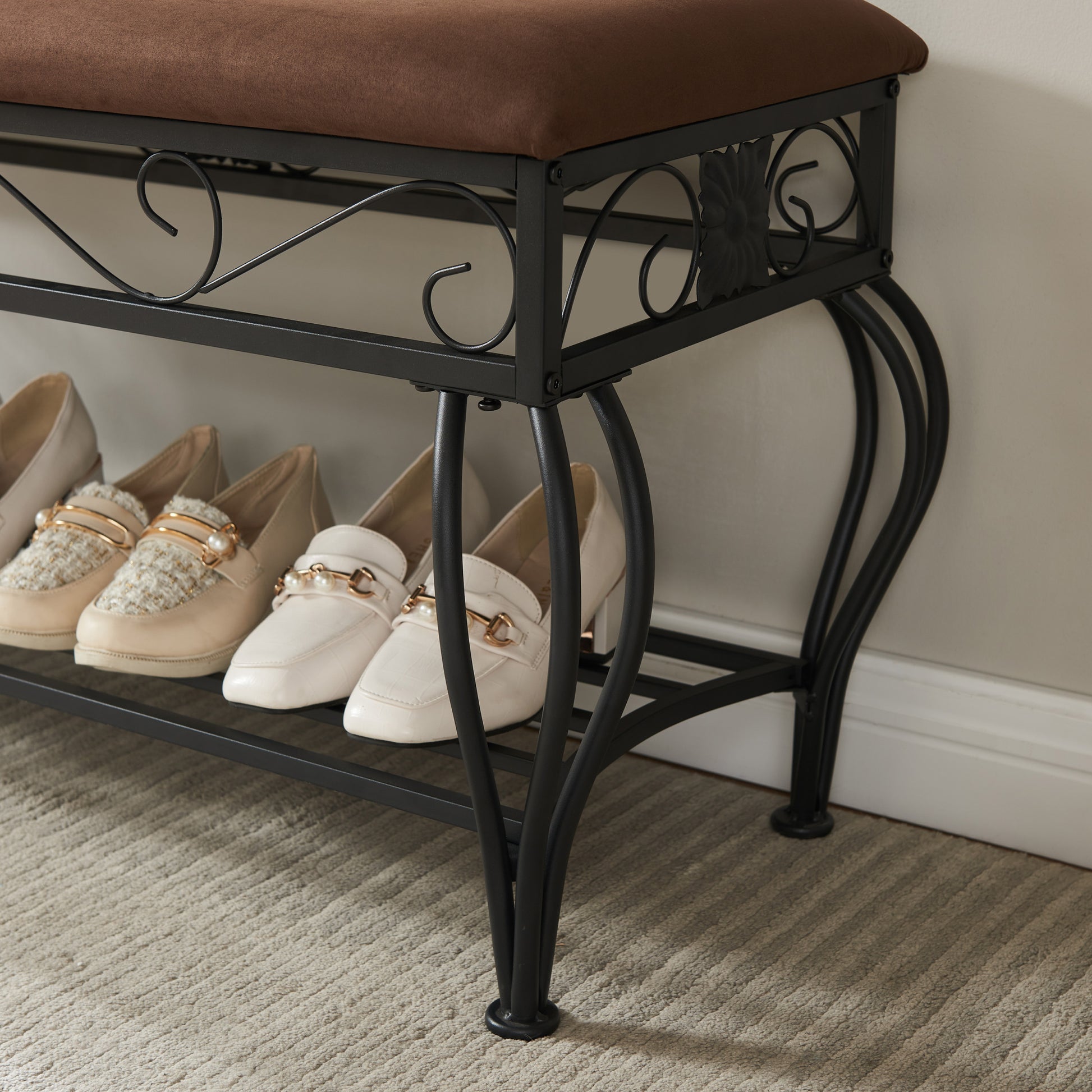 Shoe Rack Bench For Entryway, Industrial Bench,