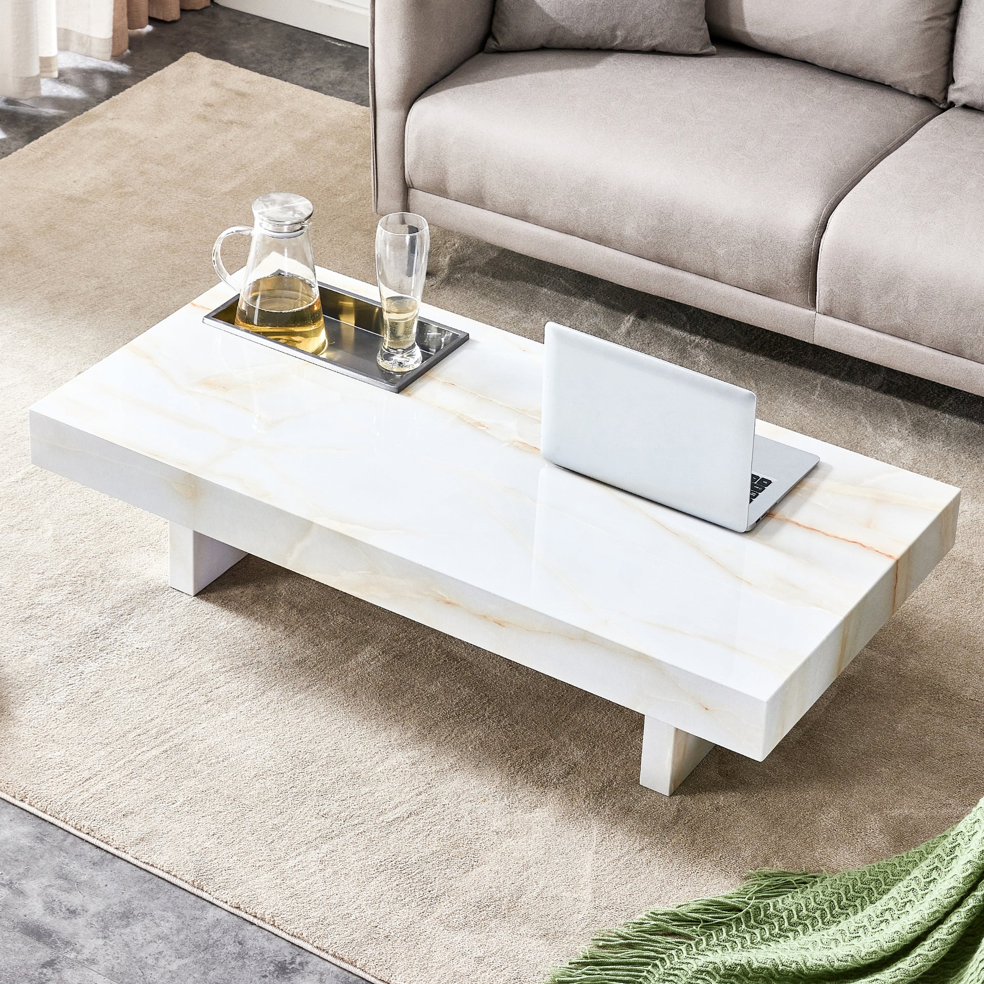 A modern and practical coffee table with imitation white-mdf