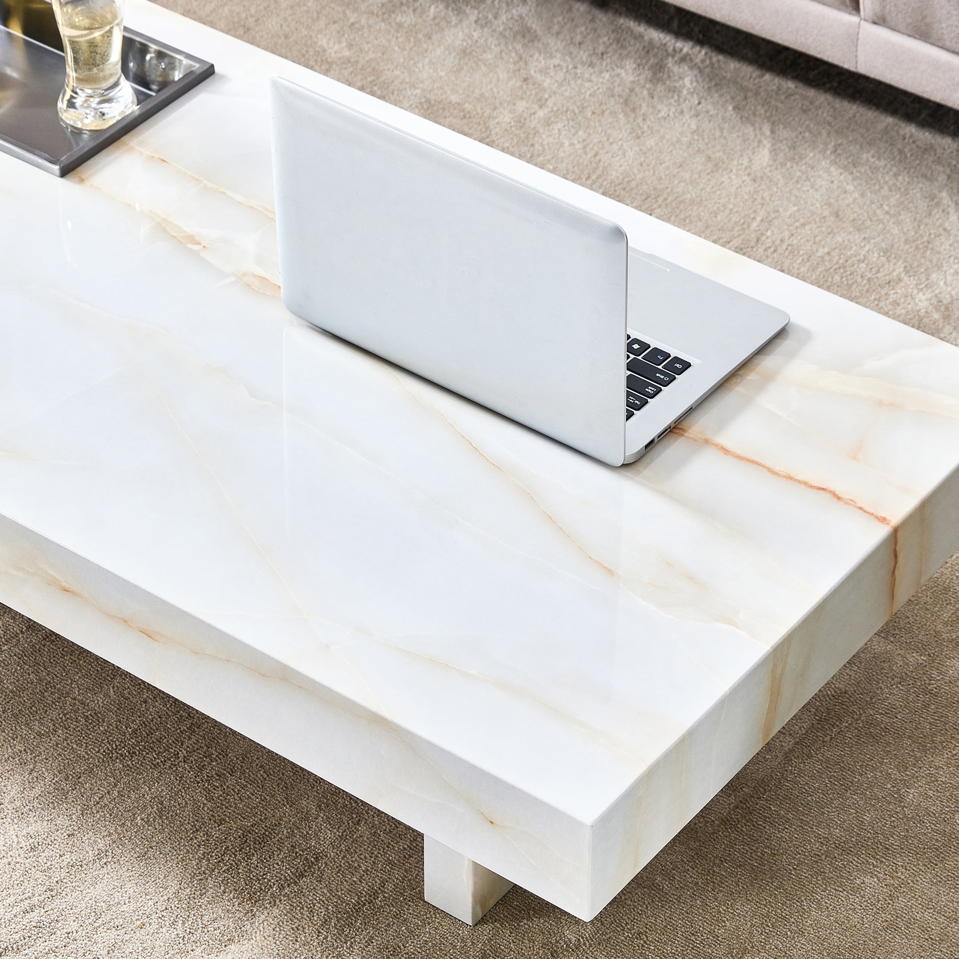 A modern and practical coffee table with imitation white-mdf