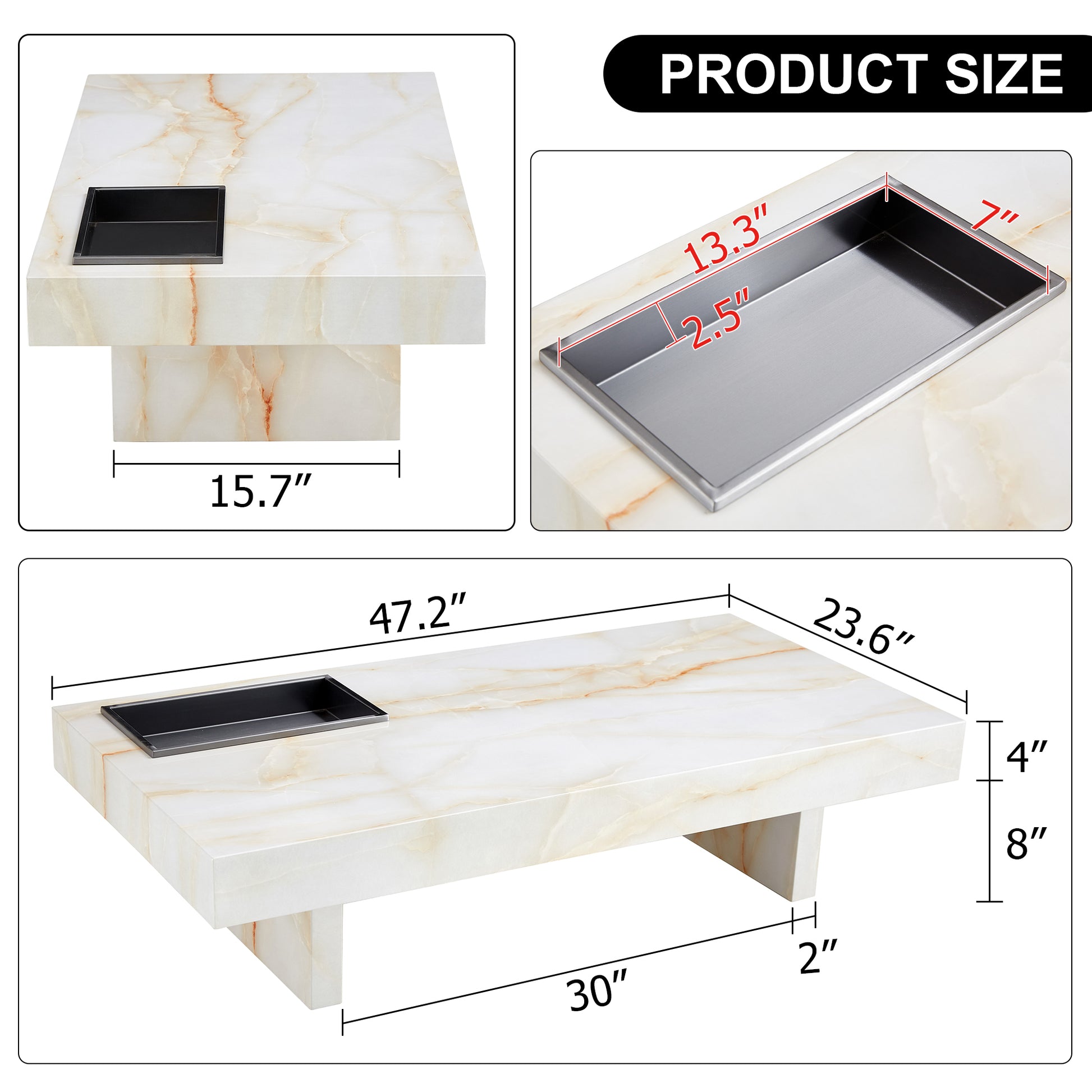 A modern and practical coffee table with imitation white-mdf