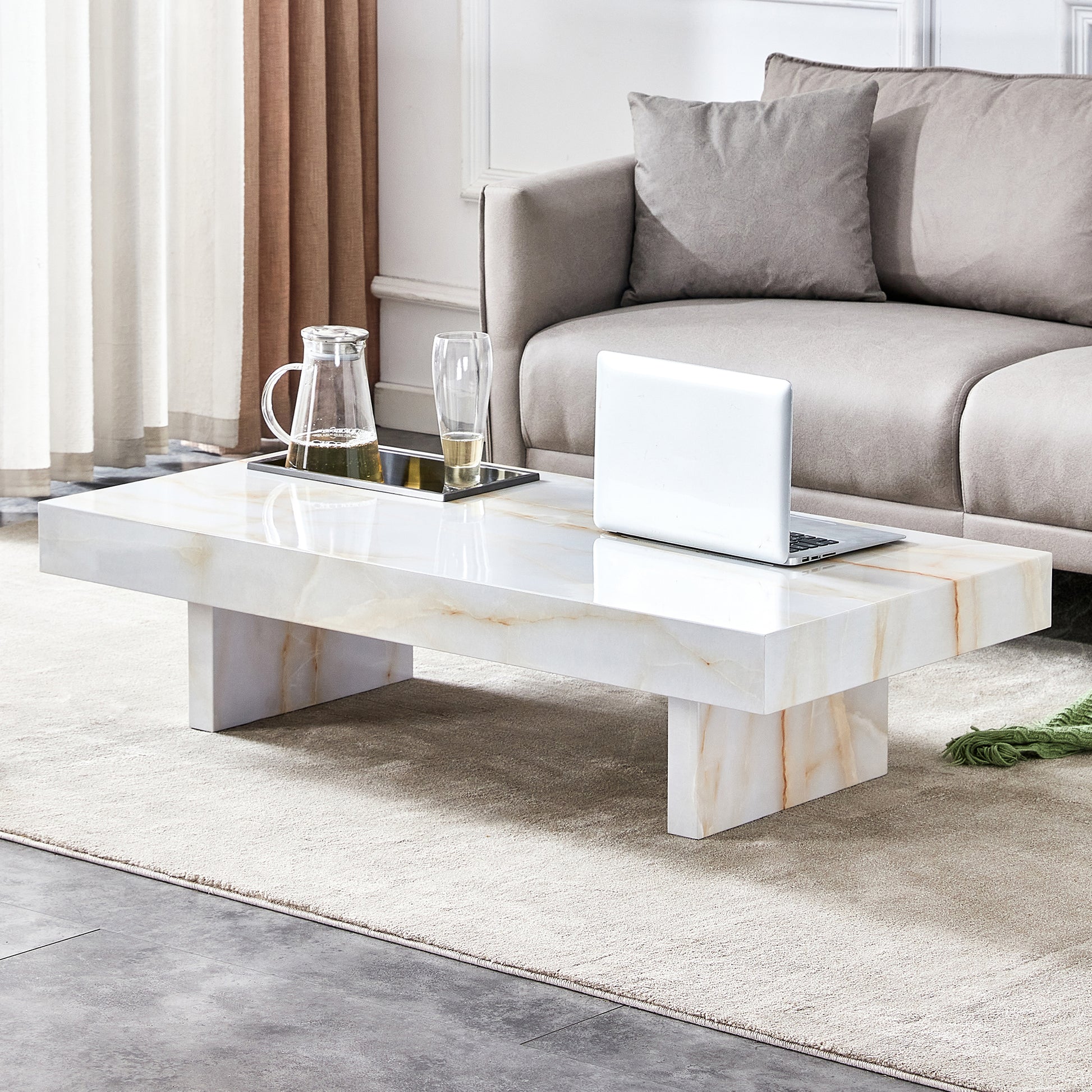 A modern and practical coffee table with imitation white-mdf